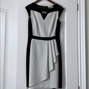 JOSEPH RIBKOFF Black and White Midi Dress